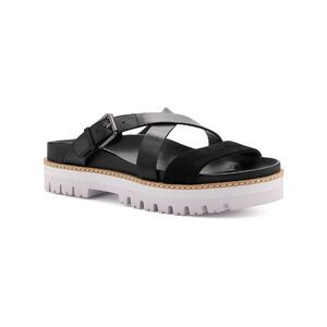 BOTKIER Womens Black Jupiter Round Toe Platform Slip On Leather Sandals 8